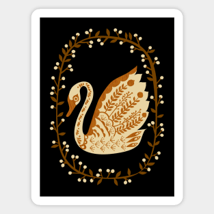 Folk Swan Wreath Magnet